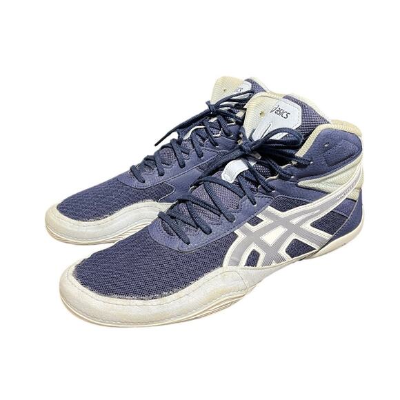 ASICS Men's MATFLEX 6 Wrestling Shoes 1081A021 Size 12‎ Blue White Athletic - Picture 1 of 7